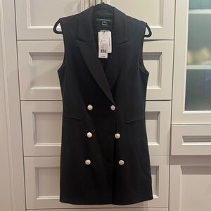 French Connection Black Double-Breasted Mini Dress